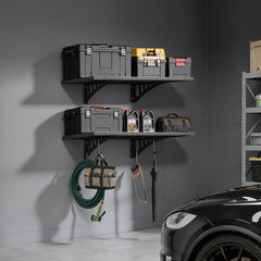 VEVOR 2-Tier Heavy Duty Wall Garage Shelving, 2 x 3 ft Steel Wall Mounted Shelving Unit, 12 x 72 Inch Per Shelf