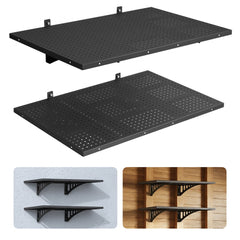 VEVOR 2-Tier Heavy Duty Wall Garage Shelving, 2 x 3 ft Steel Wall Mounted Shelving Unit, 12 x 72 Inch Per Shelf
