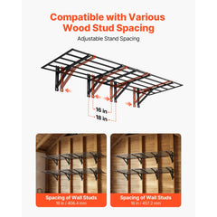 VEVOR 2-Tier Heavy Duty Wall Garage Shelving, 4 Pack 2 x 3 ft Steel Wall Mounted Shelving Unit, 24 x 72 Inch Per Shelf