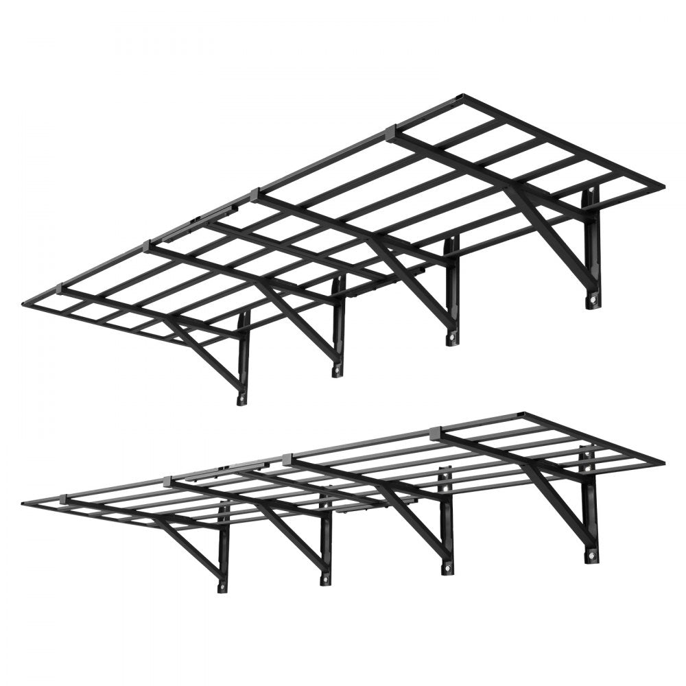 VEVOR 2-Tier Heavy Duty Wall Garage Shelving, 4 Pack 2 x 3 ft Steel Wall Mounted Shelving Unit, 24 x 72 Inch Per Shelf