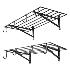 VEVOR 2-Tier Heavy Duty Wall Garage Shelving, 2 x 4 ft Steel Wall Mounted Shelving Unit with Hooks, 24 x 48 Inch Per