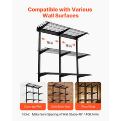 VEVOR 3-Tier Heavy Duty Wall Garage Shelving, 0.9 x 3 ft Steel Wall Mounted Shelving Unit, 11 x 36 Inch Per Shelf