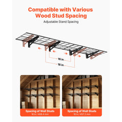 VEVOR 2-Tier Heavy Duty Wall Garage Shelving, 4 Pack 1 x 3 ft Steel Wall Mounted Shelving Unit, 12 x 72 Inch Per Shelf