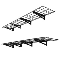 VEVOR 2-Tier Heavy Duty Wall Garage Shelving, 4 Pack 1 x 3 ft Steel Wall Mounted Shelving Unit, 12 x 72 Inch Per Shelf