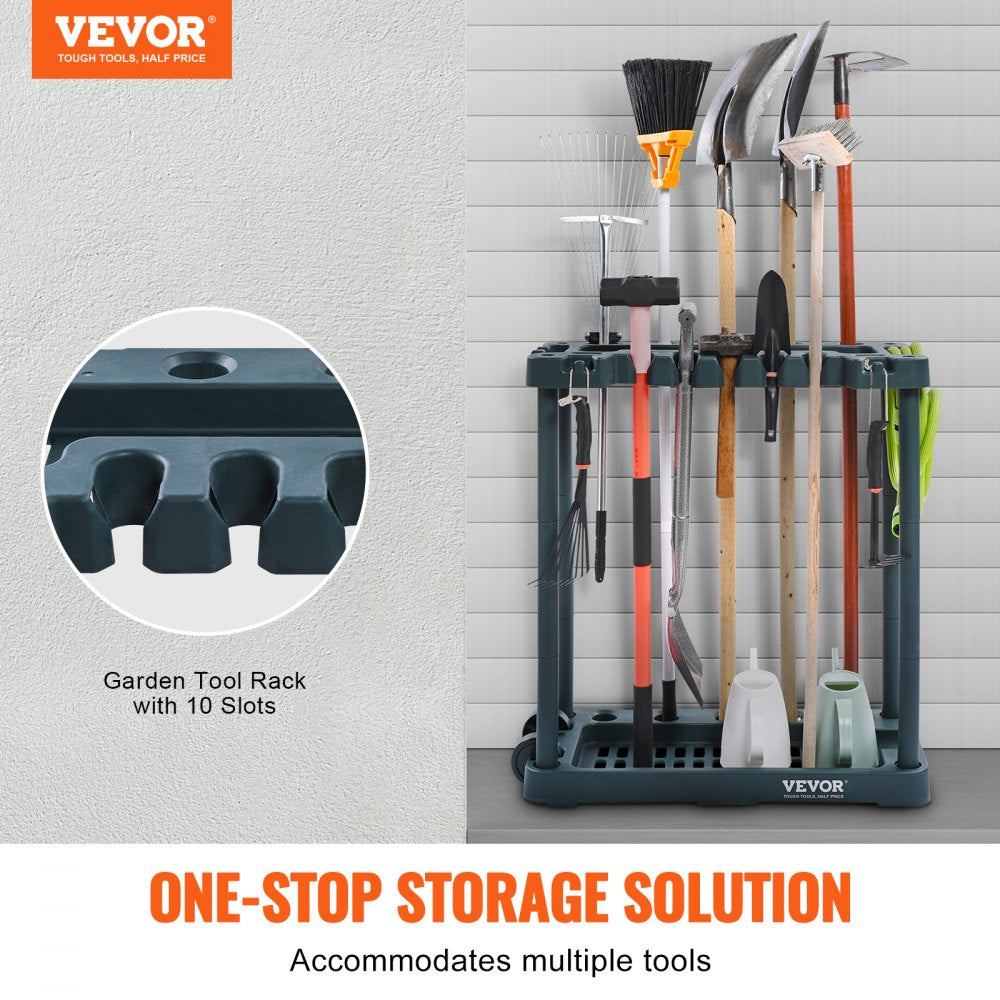 VEVOR Garden Tool Organizer, 10 Slots, Yard Tool Tower Rack for Garage Organization and Storage, Hold Long-Handled