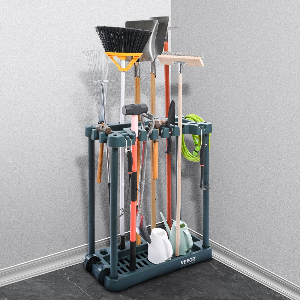 VEVOR Garden Tool Organizer, 10 Slots, Yard Tool Tower Rack for Garage Organization and Storage, Hold Long-Handled
