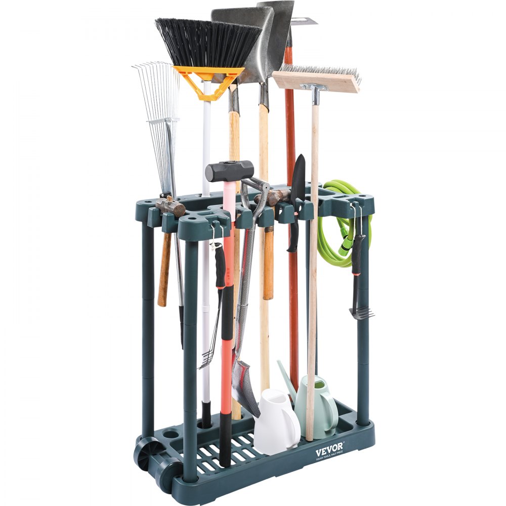 VEVOR Garden Tool Organizer, 10 Slots, Yard Tool Tower Rack for Garage Organization and Storage, Hold Long-Handled