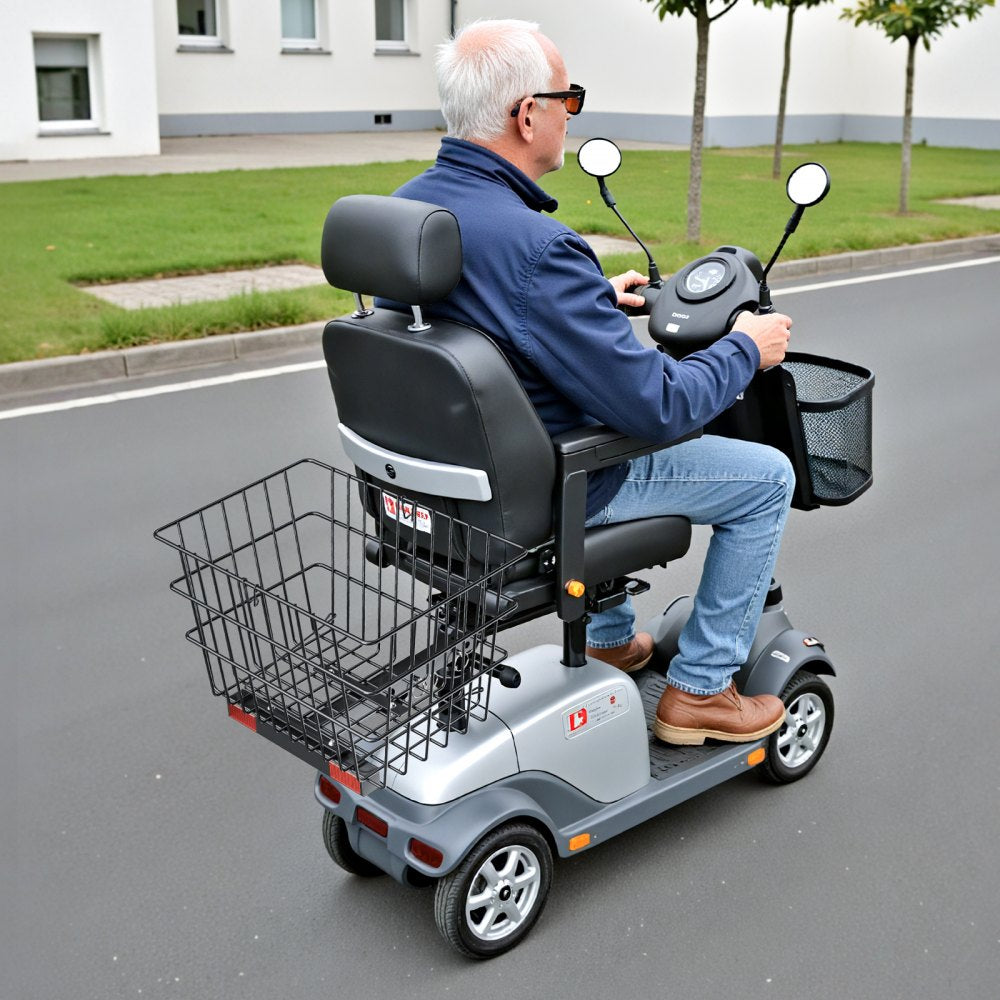 VEVOR Scooter Rear Basket, Heavy Duty Metal Wire Basket with Handle, Spacious Cargo Basket, Works with 1-inch Receiver
