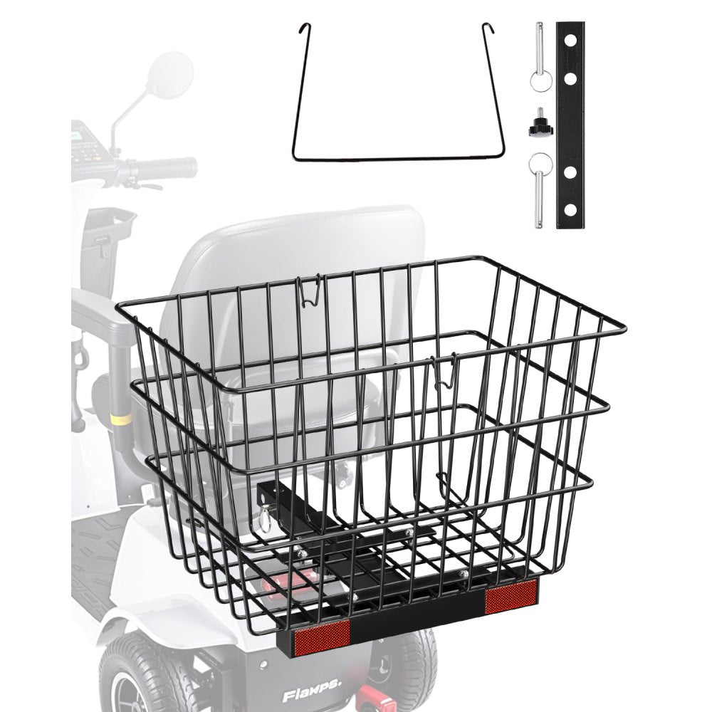 VEVOR Scooter Rear Basket, Heavy Duty Metal Wire Basket with Handle, Spacious Cargo Basket, Works with 1-inch Receiver