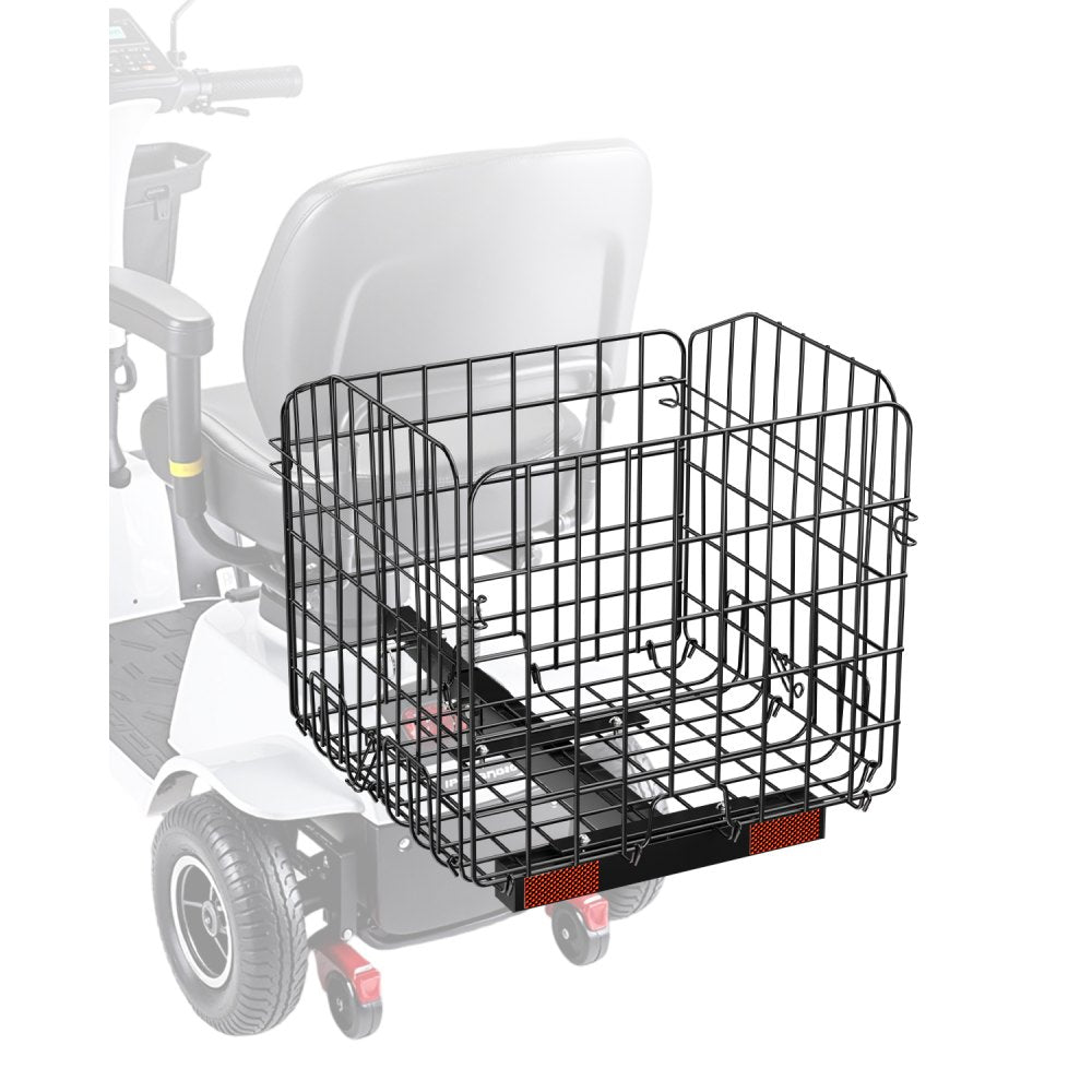 VEVOR Scooter Rear Basket, Folding Metal Wire Basket, Heavy Duty & Spacious Cargo Basket, Works with 1-inch Receiver
