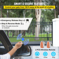 VEVOR Sliding Gate Opener 3300 LBS Automatic Sliding Gate, Gate Opener Motor with 2 Remote Controls, 230 ft Remote