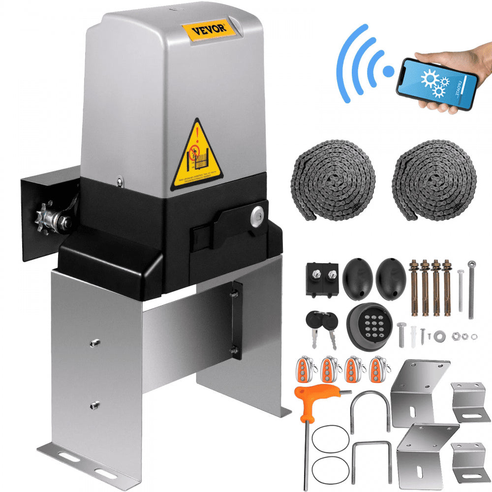 VEVOR Sliding Gate Opener 3300 LBS Automatic Sliding Gate, Gate Opener Motor with 2 Remote Controls, 230 ft Remote
