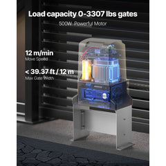 Vevor 3300lbs Automatic Sliding Gate Opener Driveway Operator Infrared Sensor - 550 W / Nylon Rack