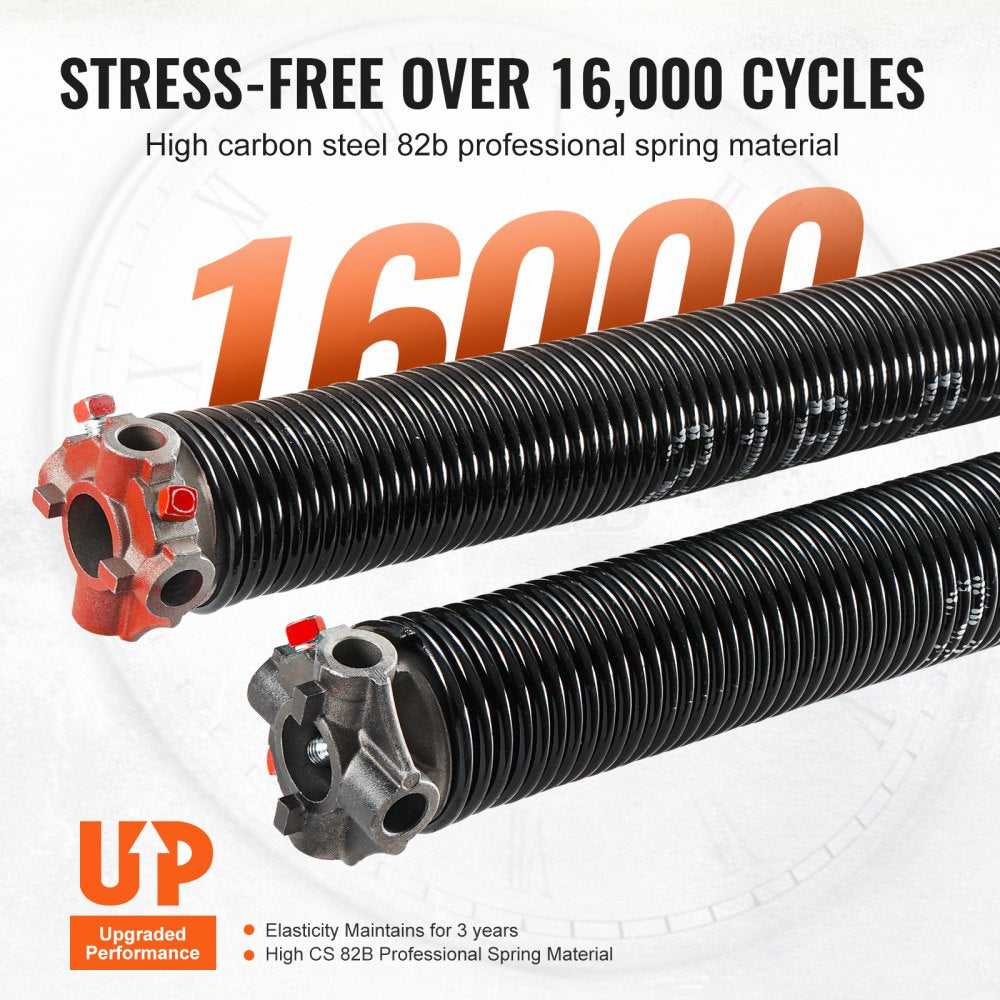 VEVOR Garage Door Torsion Springs, Pair of 0.218 x 2 x 24inch, Garage Door Springs with Non-Slip Winding Bars, 16000