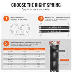 VEVOR Garage Door Torsion Springs, Pair of 0.218 x 2 x 24inch, Garage Door Springs with Non-Slip Winding Bars, 16000