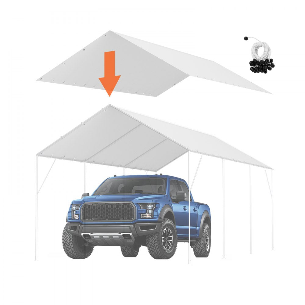 VEVOR 10 x 20 ft Carport Replacement Canopy Cover, Garage Top Tent Shelter Tarp Heavy-Duty Waterproof & UV Protected
