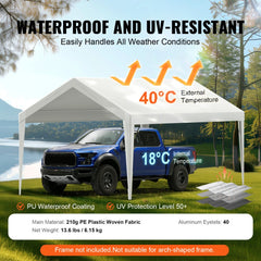 VEVOR Carport Replacement Canopy Cover 10 x 20 ft, Garage Top Tent Shelter Tarp Heavy-Duty Waterproof & UV Protected