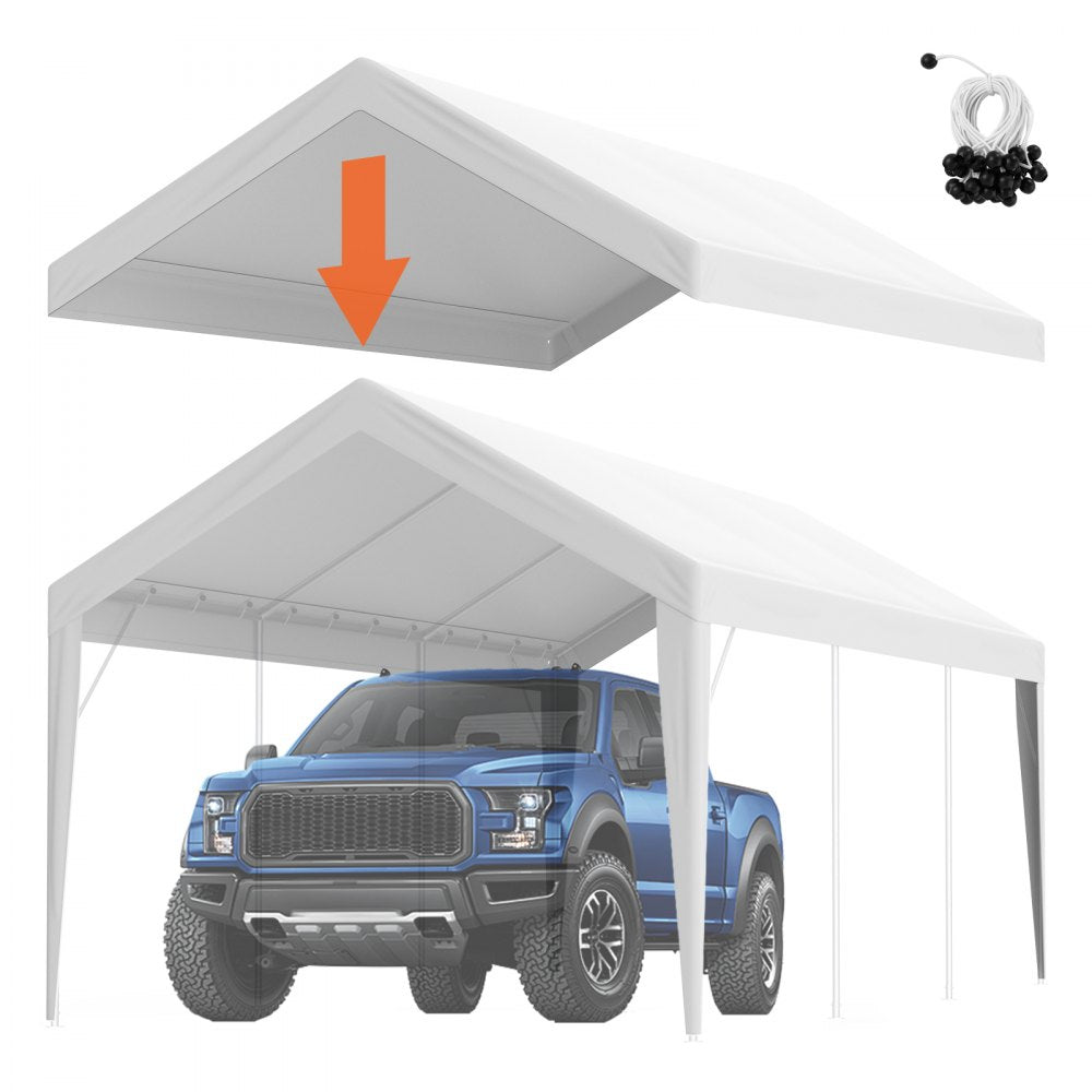 VEVOR Carport Replacement Canopy Cover 10 x 20 ft, Garage Top Tent Shelter Tarp Heavy-Duty Waterproof & UV Protected