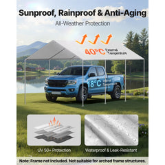 VEVOR Carport Replacement Canopy, 10 x 20 ft Potable Garage Tent Top Tarp, UV-Resistant & Waterproof Car Shelter Tarp