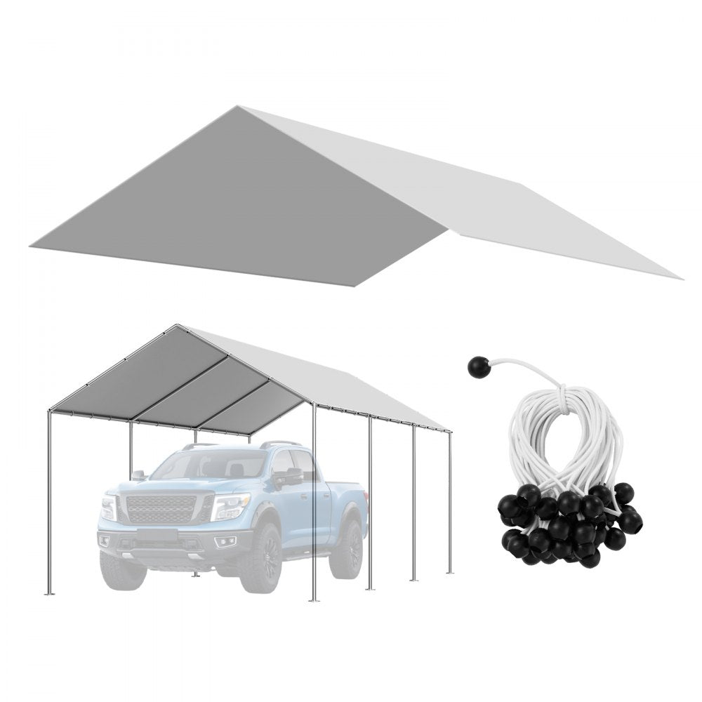 VEVOR Carport Replacement Canopy, 10 x 20 ft Potable Garage Tent Top Tarp, UV-Resistant & Waterproof Car Shelter Tarp