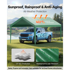 VEVOR Carport Replacement Canopy, 10 x 20 ft Potable Garage Tent Top Tarp, UV-Resistant & Waterproof Car Shelter Tarp