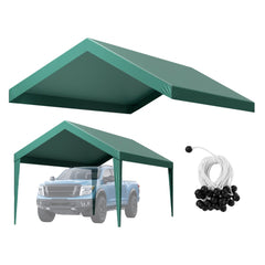 VEVOR Carport Replacement Canopy, 10 x 20 ft Potable Garage Tent Top Tarp, UV-Resistant & Waterproof Car Shelter Tarp