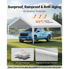 VEVOR Carport Replacement Canopy, 12 x 20 ft Potable Garage Tent Top Tarp, UV-Resistant & Waterproof Car Shelter Tarp