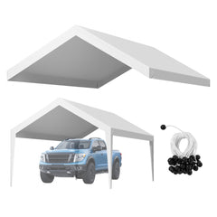 VEVOR Carport Replacement Canopy, 12 x 20 ft Potable Garage Tent Top Tarp, UV-Resistant & Waterproof Car Shelter Tarp