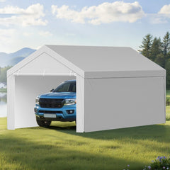 VEVOR Carport Replacement Canopy, 12 x 20 ft Potable Garage Tent Top Tarp with Sidewalls, UV-Resistant & Waterproof