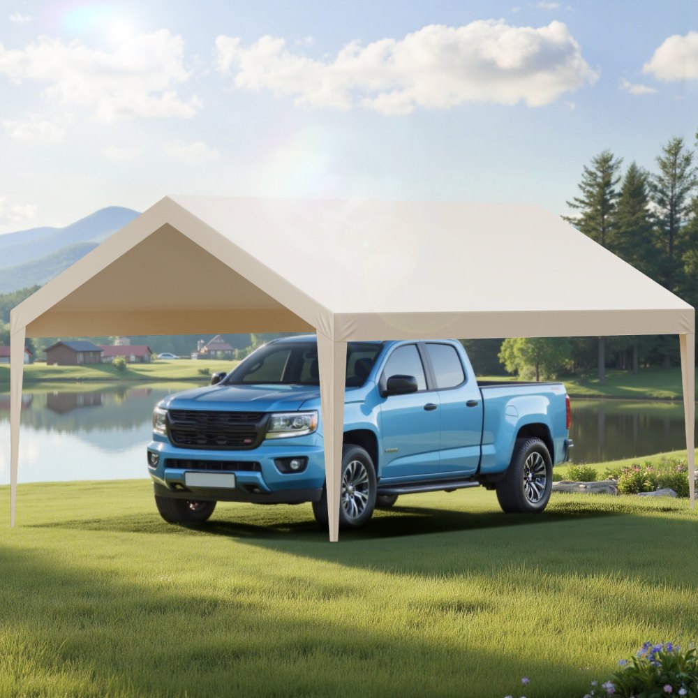 VEVOR Carport Replacement Canopy, 12 x 20 ft Potable Garage Tent Top Tarp, UV-Resistant & Waterproof Car Shelter Tarp