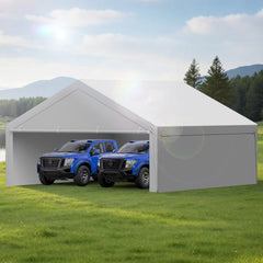 VEVOR Carport Replacement Canopy, 20 x 20 ft Potable Garage Tent Top Tarp with Sidewalls, UV-Resistant & Waterproof