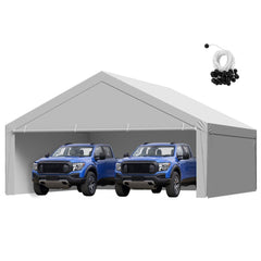 VEVOR Carport Replacement Canopy, 20 x 20 ft Potable Garage Tent Top Tarp with Sidewalls, UV-Resistant & Waterproof