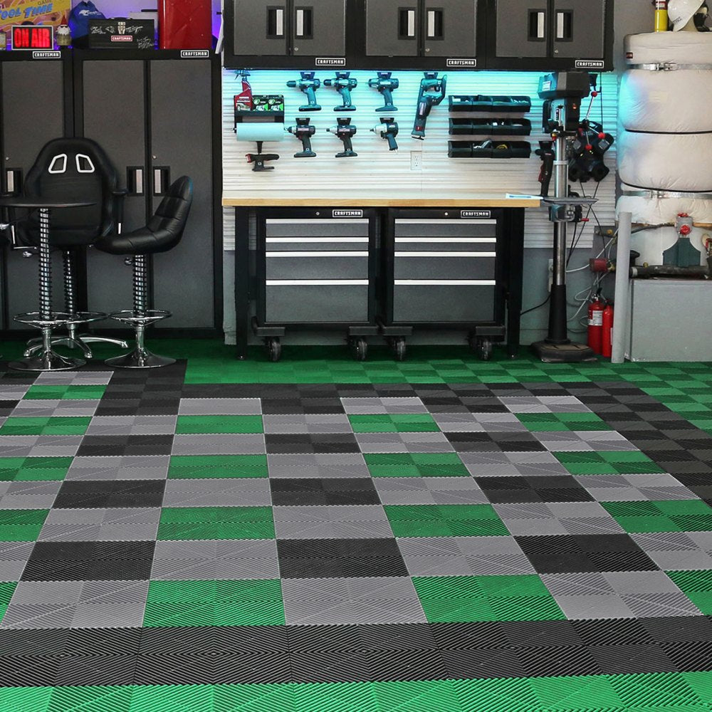 VEVOR Interlocking Drainage Mat, 12" x 12" Modular Interlocking Cushion, 55 Pcs Splicing Drainage Mats, Non-Slip Gray