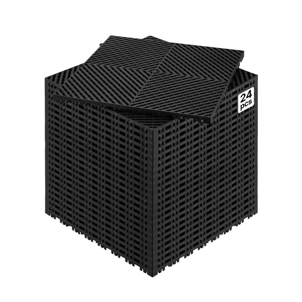VEVOR Interlocking Drainage Mat, 15.7" x 15.7" Modular Interlocking Cushion, 24 Pcs Splicing Drainage Mats, Non-Slip