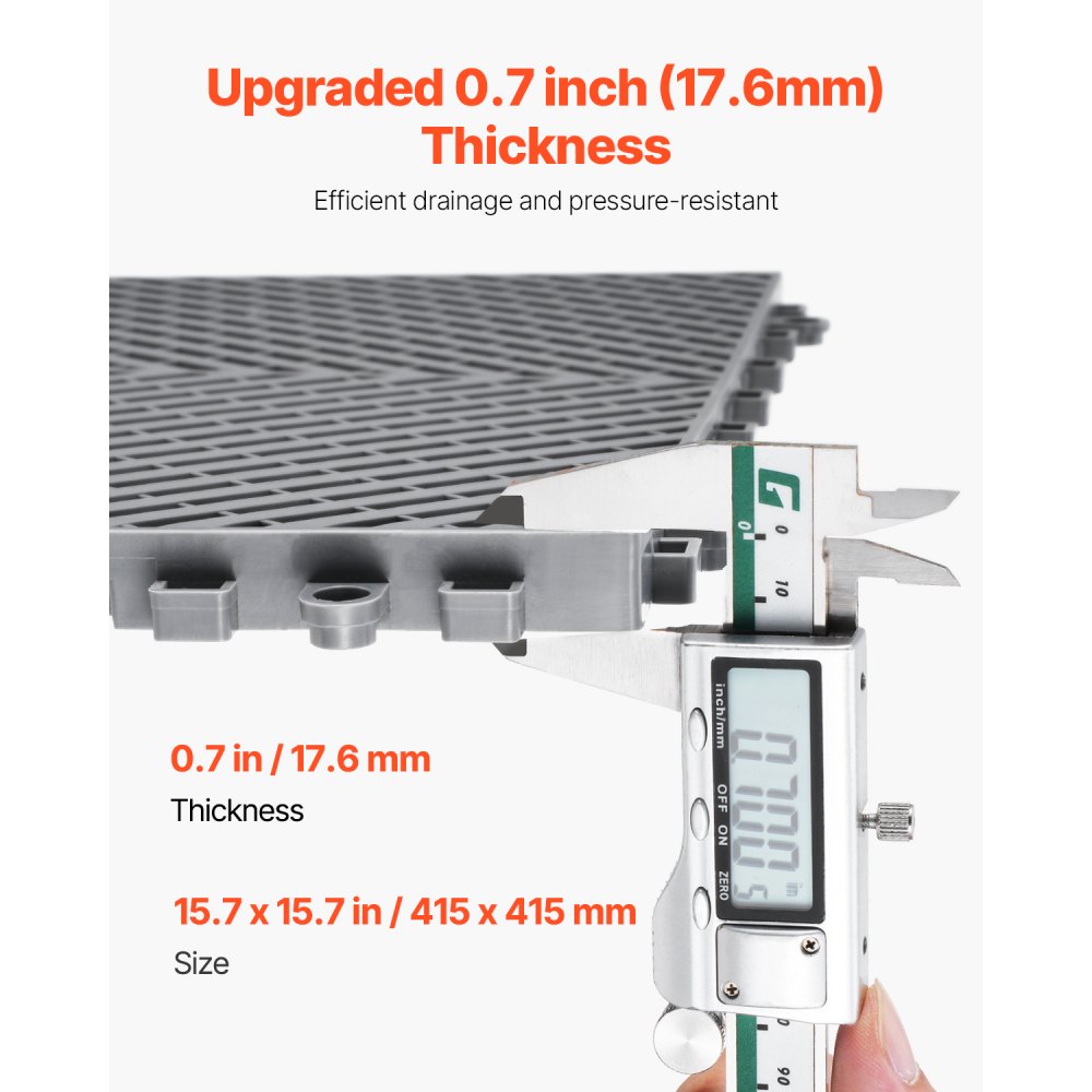 VEVOR Interlocking Drainage Mat, 15.7" x 15.7" Modular Interlocking Cushion, 24 Pcs Splicing Drainage Mats, Non-Slip