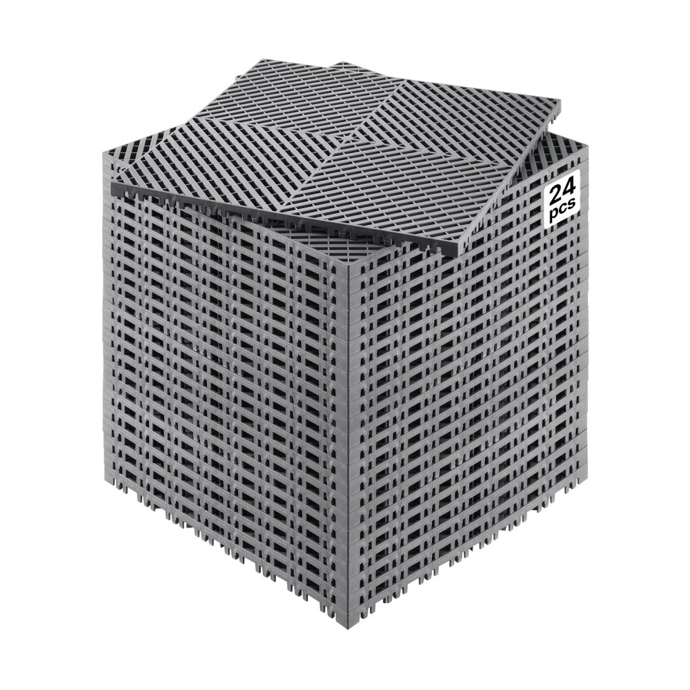 VEVOR Interlocking Drainage Mat, 15.7" x 15.7" Modular Interlocking Cushion, 24 Pcs Splicing Drainage Mats, Non-Slip