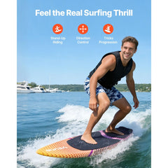 VEVOR 63-Inch Wakesurf Board, Wake Surfing Board with EPS Foam Core, EVA Non-Slip Pad & 3 Tail Fins, UV-Resistant
