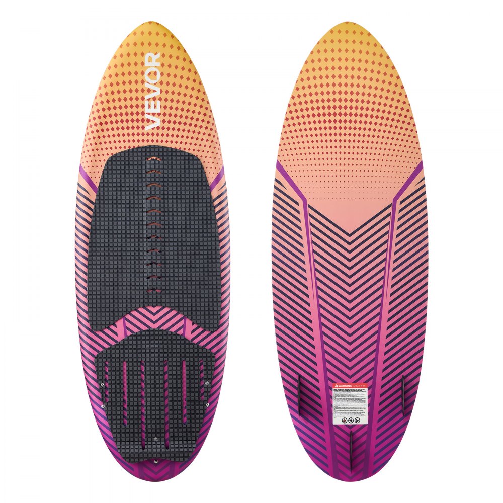 VEVOR 63-Inch Wakesurf Board, Wake Surfing Board with EPS Foam Core, EVA Non-Slip Pad & 3 Tail Fins, UV-Resistant