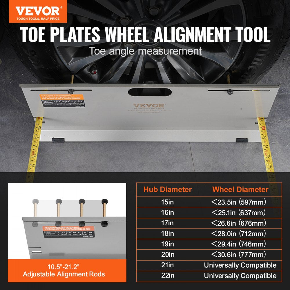 VEVOR Wheel Alignment Tool, 2-Pack Alignment Tool Toe Plates, Stainless Steel Toe Angle Measurement Tool Plate, 4