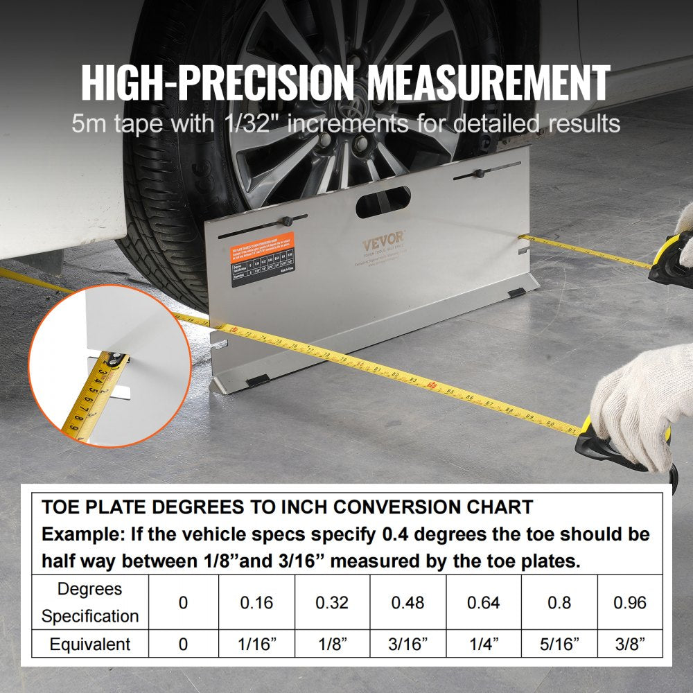 VEVOR Wheel Alignment Tool, 2-Pack Alignment Tool Toe Plates, Stainless Steel Toe Angle Measurement Tool Plate, 4