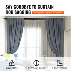 VEVOR 1 Inch Double Curtain Rods 36 to 72 Inches(3-6ft), Drapery Rods for Windows 24 to 68 Inches, Telescoping Dual