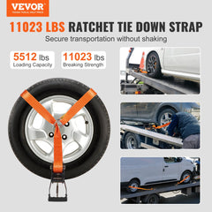 VEVOR Ratchet Tie Down Straps Kit, 2" x 120" Tire Straps, 5512 LBS Working Load, 11023 LBS Breaking Strength, Car Tie