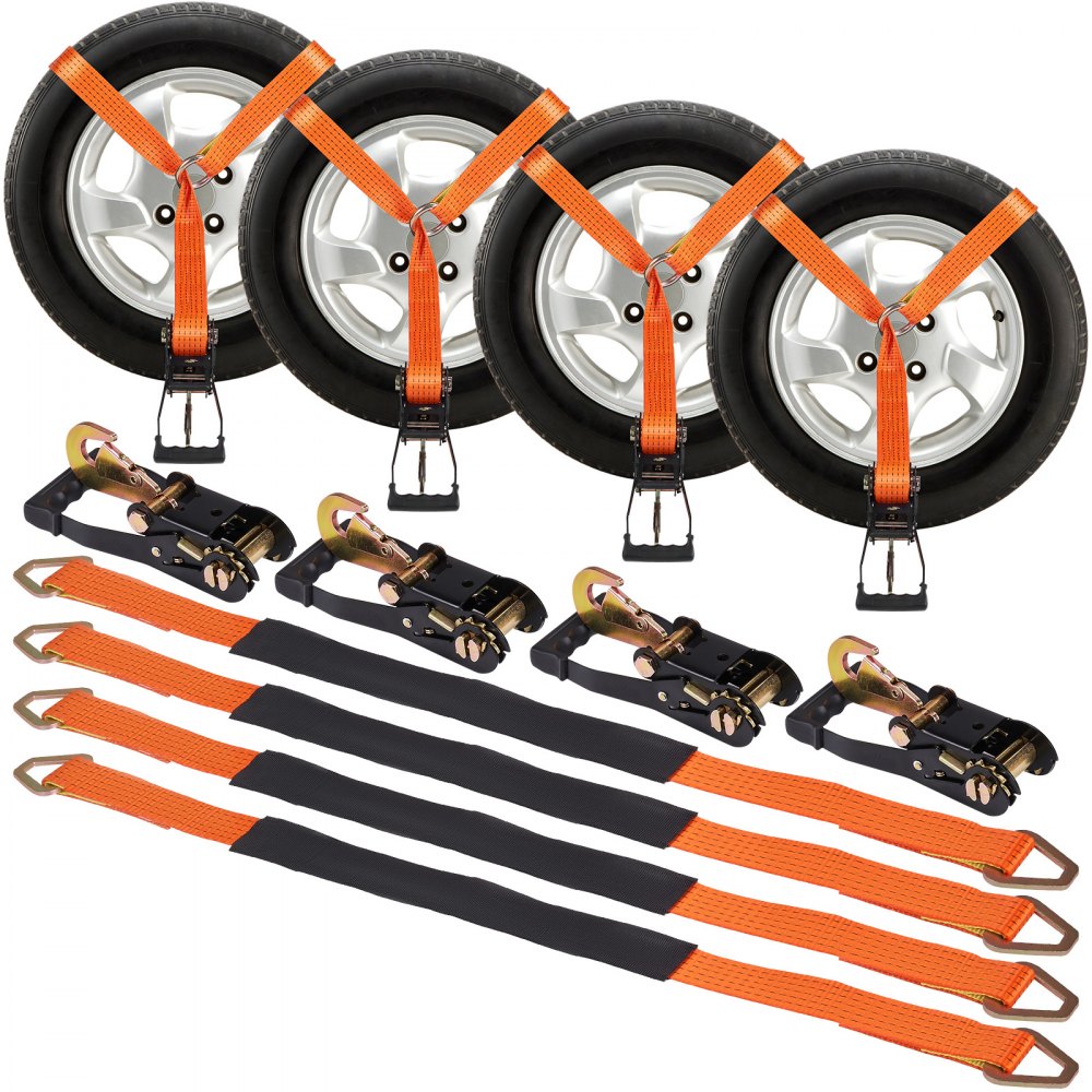 VEVOR Ratchet Tie Down Straps Kit, 2" x 120" Tire Straps, 5512 LBS Working Load, 11023 LBS Breaking Strength, Car Tie
