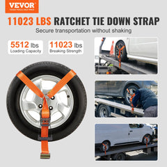 VEVOR Car Tie Down Straps Kit, Lasso Style 2" x 120" Tire Straps, 5512 LBS Working Load, 11023 LBS Breaking Strength