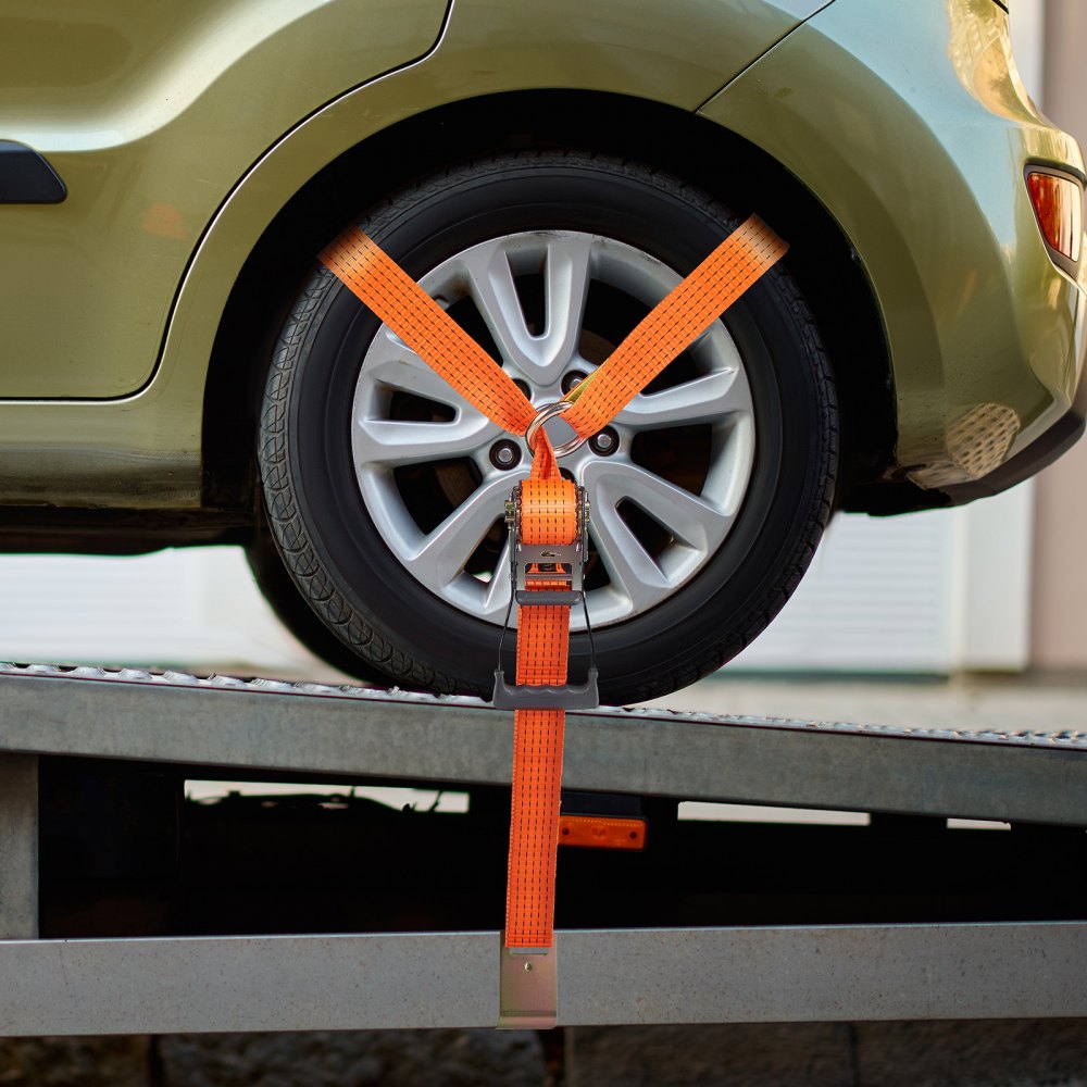 VEVOR Car Tie Down Straps Kit, Lasso Style 2" x 120" Tire Straps, 5512 LBS Working Load, 11023 LBS Breaking Strength