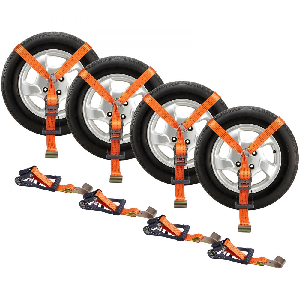 VEVOR Car Tie Down Straps Kit, Lasso Style 2" x 120" Tire Straps, 5512 LBS Working Load, 11023 LBS Breaking Strength