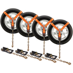 VEVOR Car Tie Down with Chain Anchors, Lasso Style 2"×120" Tire Straps, 5865 LBS Working Load, 11023 LBS Breaking