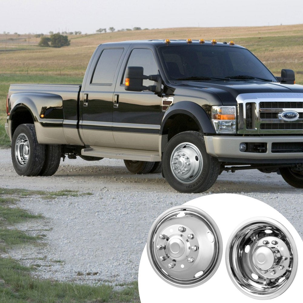 VEVOR 19.5-inch 10 Lug Wheel Simulators, 304 Stainless Steel Wheel Simulator Kit with Mirror Polished Finish, 2 Front