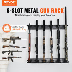 VEVOR Gun Rack, Indoor Gun Rack Wall Mount, 6-Slot Vertical Rifle Shotgun Gun Rack, 180 lb Heavy Duty Metal Wall Gun