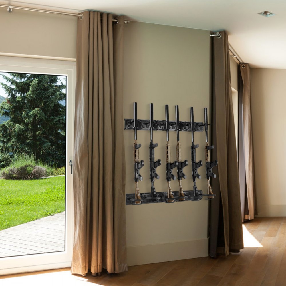 VEVOR Gun Rack, Indoor Gun Rack Wall Mount, 6-Slot Vertical Rifle Shotgun Gun Rack, 180 lb Heavy Duty Metal Wall Gun
